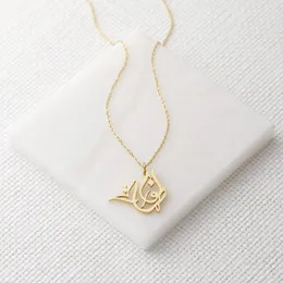 Ready Calligraphy Name Necklcae for Women Gold Stainless Steel Islamic Pendant Personalized Arabic Custom Jewelry Birthday Gift 240119