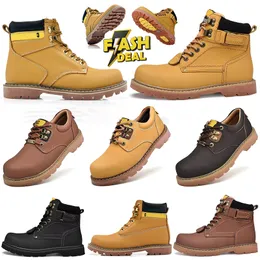 Gai Digner Cat Second Shift Steel Toe عمل Martin Black Yellow Boots Bowts Rain Winter Warm Womens Mens Mens Cats Plateforme Sneakers