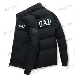 남성용 재킷 2024 겨울 코트 남자 따뜻한 캐주얼 재킷 아래로 가득 찬 지퍼 셔츠 스탠드 칼라 모자 편지 인쇄 파카 T240124
