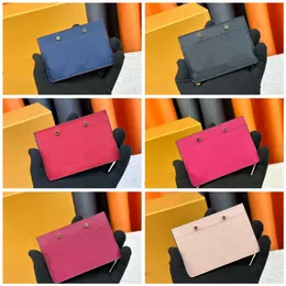 Mini präglad korthållare med orange box mynt purses nyckelpåse äkta läderhållare designer kvinnor mens nyckel ring kreditkortshållare plånbok väska