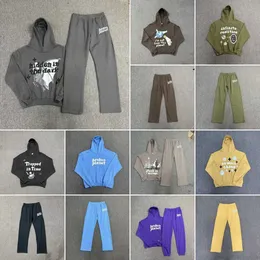 Erkek Tasarım Kırık Gezegen Köpük Mektup Baskı Kapşonlu Sweatshirt Gevşek Pantolon Y2K Set Tide Hip Hop Seti Gav