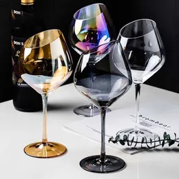 Vinglasögon Fancy Nordic Glass Cup Set Beevel Wine Cocktail Glass Whisky Champagne Luxury Tacas de Vidro Para Vinho Colored Goblet Glasses Q240124