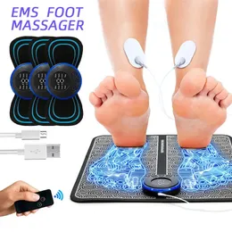 Ems massageador de pés tapete de massagem elétrico com carregamento USB tapete de relaxamento de pés almofadas de massagem vibratória para aliviar a dor nos pés 240119