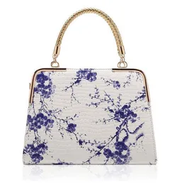 Мода Женская Пакет 2016 Новый стиль китайский ветровый синий и белый фарфоровый каменный зерновой печать зеркальная сумка дамские сумочки2532