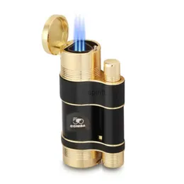 Lighters Cohiba Luxury Luxury Cigar Lighter WindProof Inflatable Gas Flint Jet Flame Lighter Gridhing Wheel Tagemet Lighter Smoking Accessories YQ240124