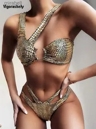 Traje de baño para mujer Vigorashely Vendaje Traje de baño Mujeres Sexy Serpiente Bikini 2023 Traje de baño Femenino Gold Sliver Bikini Set Biquini Traje de baño Ropa de baño YQ240124