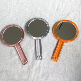Aynalar 3pcs Moda plastik sap mini çift taraflı ayna taşınabilir makyaj aynası el tipi küçük taşınabilir büyüteç cam