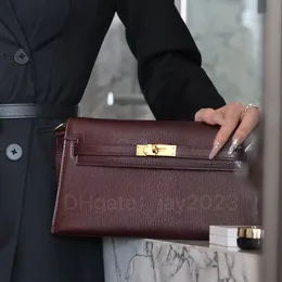 10s حقيبة حمل حقيبة مصنوعة يدويًا مصنوعة يدويًا كيس مصمم مصمم حقيبة Elan Bag 28cm باستخدام Chevre French French Original Skin Goat Leather
