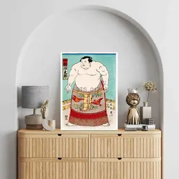 Gemälde Japanische Kunst von Sumo-Ringer Asashio Taro Wandbilder Vintage Poster und Druck Retro Interior Home Decor Leinwandgemälde