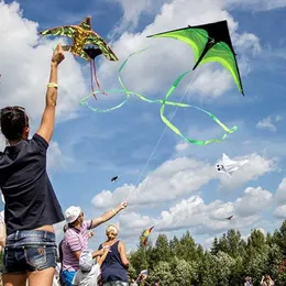 Drachenzubehör 1 Stück Lustige große Delta-Drachenschwänze mit Griff Outdoor-Spielspielzeug für Kinder Kinder Nylon-Ripstop-Drachen