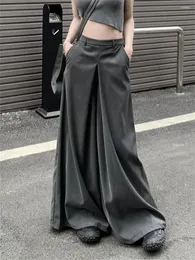 Kadın Pantolon Alien Kitty Geniş Bacaklı High Street Gevşek Kadınlar Yaz 2024 Sıradan tüm maç minimalist Mujer Varrival Fashion Solid