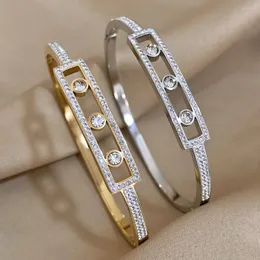 bangle dodohao zircon Zircon Zircon Simple Heygetry Steel Steeld Bercelet for Women Charm Elegant Gold Color