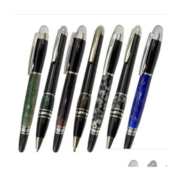 Ballpoint Pens Wholesale 5A Crystal On Top Rollerball Gel Black And Sier Circle E M Roller Ball Pen With Series Number Drop Delivery O Otmyc