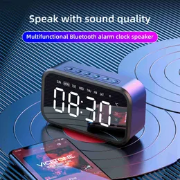 Tragbare Lautsprecher Desktop Wecker Drahtlose Bluetooth Lautsprecher Mini LED Spiegel Digitaluhr Handy Audio Stereo Sound Lautsprecher YQ240124