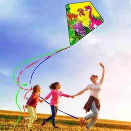 إكسسوارات Kite في الهواء الطلق الرياضة الرياضية الجديدة Diamond DIY DINOSAUR KITE للأطفال مع مقبض وخط طيران جيد