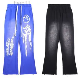 المصمم Hellstar Mens Pants Flare Sweatpants خمر الطباعة غير الرسمية السراويل الشارع السراويل السراويل لعام 2023 0AT8