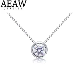 DEF color Round Excellent Cut CVD HPHT Lab Diamond Pendant Bezel Setting 1ct 65MM Gift for Women Necklace14K White Gold 240119