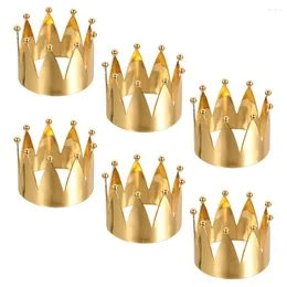 Table Cloth 6 Pcs Crown Napkin Ring Holders For Napkins Buckle Set Metal Valentines Day Rings Stainless Steel Holiday