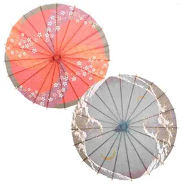 Regenschirme, 2 Stück, Vintage-Dekor, Papierschirm, Öl, klassischer japanischer Stil, Bühnenkind im japanischen Stil