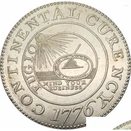 Sanat ve El Sanatları Amerika Birleşik Devletleri 1 Dolar Continental Para Birimi 1776 Pirinç Kaplama Sier Copy Coins Teslimat Ev Bahçe Hediyeleri Otu0D