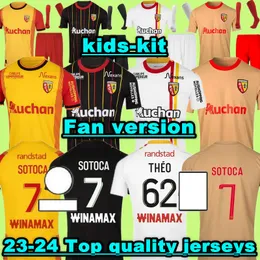 MAILLOT 23 24 RCレンズサッカージャージ2023 2024ホームアウェイカクタオペンダガナゴソトカフォファナチャンピオンズリーグサードメンフットボールシャツENFANT