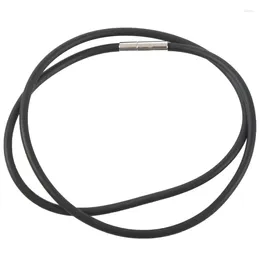 Chains 3mm Black Rubber Cord Necklace With Stainless Steel Closure - 18 Inch