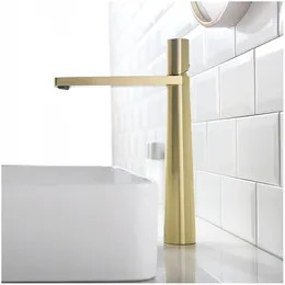 Rubinetti per lavandino del bagno MTTUZK Rubinetto semplice in oro spazzolato nordico Rubinetti per lavabo e miscelatori freddi neri opachi Foro monocomando