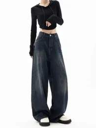 Women's Jeans Vintage Oversized Wide Leg Jeans Women Korean Fashion Harajuku Baggy Denim Trousers Streetwear Y2k Spring Casual Pants zln240120