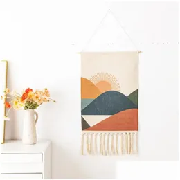 Wandteppiche Wandbehang Tapisserie Boho gewebtes Dekor über dem Bett Quaste Drop Lieferung Hausgarten Home Decor Oteb4