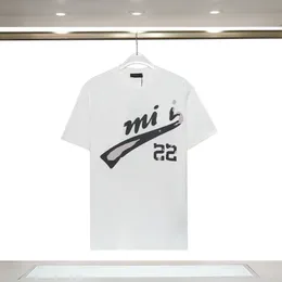 Primavera / Verão Nova Mirs Camiseta Gola Redonda 22 Letras Logo Amirir Camisa Estampada Camisetas Masculinas e Femininas Manga Curta Fina Casual Solta Camisetas Top Roupas 1886