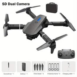 E88 RC Quadcopter Drone : 듀얼 카메라 및 고도 홀드, 1 키 시작, LED 조명, 내구성 ABS 재료, 저렴한 드론, 크리스마스/생일 선물 장난감에 이상적입니다.