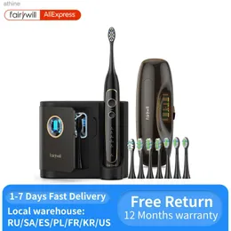 Testine di ricambio per spazzolini elettrici Spazzolino Fairywill Potenza ultrasonica con modalità di ricarica wireless Smart 8 Brush YQ240124