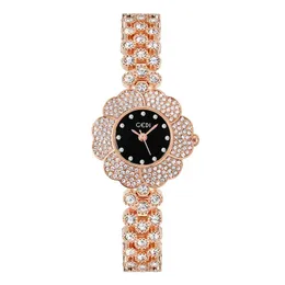 ZDR_WOMENS Simple Light Luxury High Fashion Flower Shape Alloy Armband Liten utsökt vattentät kvartsur Watch Wristwatches presenter