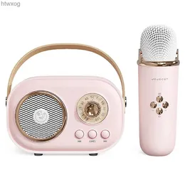 Alto-falantes portáteis JOJOCAT sem fio Bluetooth Áudio Amplificador portátil Home KTV Microfone Infantil Karaokê Pequeno Microfone Alto-falante Rosa YQ240124