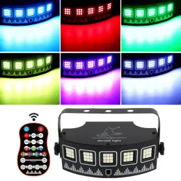 Lumières stroboscopiques UV RGBW à 5 yeux, 45 led, éclairage d'effet de scène pour DJ Disco, contrôle de fête à domicile, son, Modes à distance automatique, lampe de lavage LL