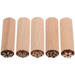 Garrafas de armazenamento 5 PCs Wood Texture Stamp Children Wooden Compact Scrapbook Tools Pottery Tools Diy Pequeno Diário