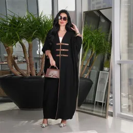 Roupas étnicas Dubai Aberto Abaya Casual Split Manga Muçulmana Mulheres Long Maxi Vestido Turquia Kimono Botão De Couro Islam Árabe Eid Party Marrocos