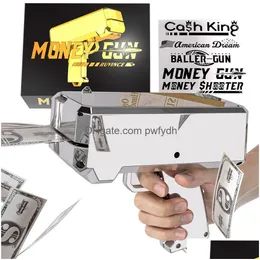 Outros suprimentos de festa festiva Money Gun Shooter com 100pcs Prop Spray Toy Cash Cannon 18K Sier Banhado Faça Chuva Nota de dólar para Dhelu