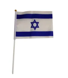 이스라엘 플래그 21x14 cm 폴리 에스테르 핸드 웨이브 플래그 플라스틱 깃대가있는 이스라엘 국가 배너 3434210