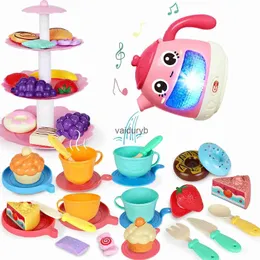 Cozinhas Play Food 48 PCS Conjunto de chá para meninas para crianças, incluindo chaleira com luz musical Cookiesvaiduryb