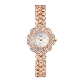 TT_WOMENS Proste lekkie luksusowe modne kwiat Kształt stopowy Bransoletka Mała Wykwintna wodoodporna kwarcowa zegarek zegarek na rękę Prezenty