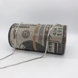 Broca de água pessoal dólar avatar banquete cilindro de perfuração saco de corrente cilindro incrustado de diamante para bolsas femininas na moda shoul216p