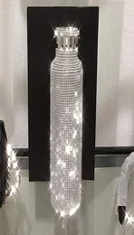 500 ml błyszczący diamentowy kubek ze stali nierdzewnej Bling Bling Rhinestone Water Bottle Przenośny czajnik zewnętrzny z LID2634564