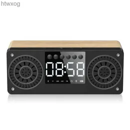 Draagbare luidsprekers A10 HOUTEN PROTABLE BLUetooth -luidspreker Alarmklok LED Display Speaker Stereo Desktop Sub Woofer Ondersteuning TF AUX USB FM Radio YQ240124