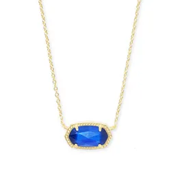 Дизайнерские ювелирные изделия Ожерелье Кендра Скоттс K-стиль Модное качество Простое овальное ожерелье с разноцветной огранкой из синего опала Женские украшения Настоящее золото Гальваническая цепочка на воротнике