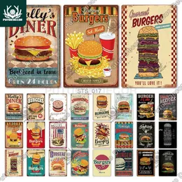 Pintura de metal putuo decoração hambúrguer placa de comida rápida metal vintage estanho sinal restaurante cartazes de parede para cozinha café jantar bar pintura de ferro