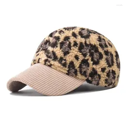 Kapity kulowe Corduroy Leopard Print Regulowane Keep Warm Men Men Hat Kat Woman Winter Winter Outdoor Shade Snapback Cape Baseball Cap