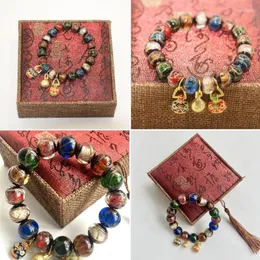 Filo di perline smaltate vintage Bracciale etnico Gioielli da polso Incensi Ceneri Materiale Regalo perfetto per le donne Dropship