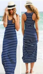 Abito lungo a righe causali da donna Designger Ragazze Beach Summer Crop Top Vest Abiti Formale Gonna senza schienale Sera sexy Donna Maxi 3515504