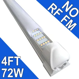 25 pacotes de luz de loja LED T8 4FT 72W 6500K luz do dia branco conectável LED luzes de tubo integradas NO-RF RM com tampa leitosa, luzes de barra de LED para garagem, oficinas usastock